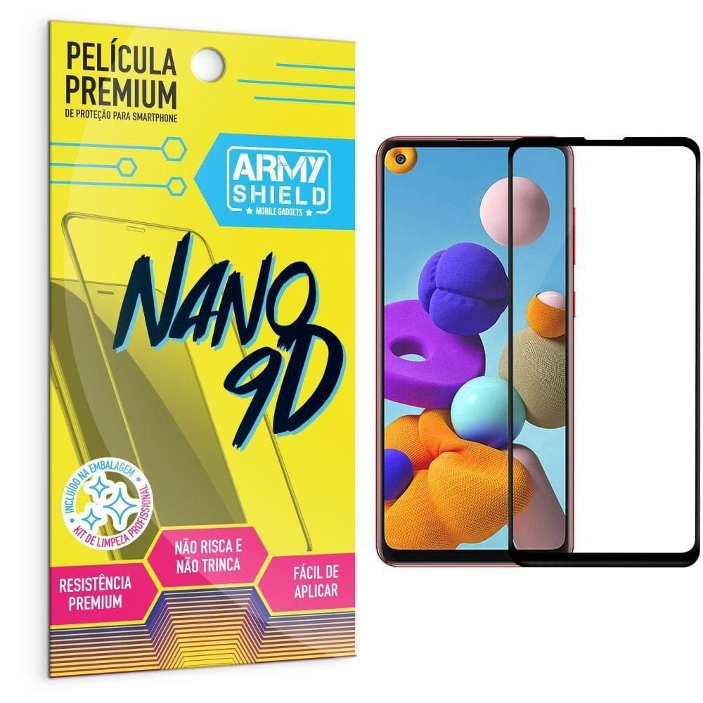 Película premium nano 9d para galaxy a21s - armyshield
