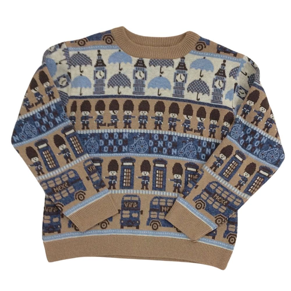 Blusa lã infantil masc Vira Mexe bege azul