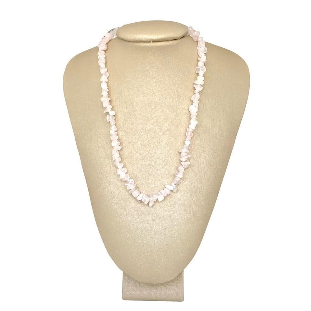 Colar pedras naturais quartzo rosa 45cm p. vecchio