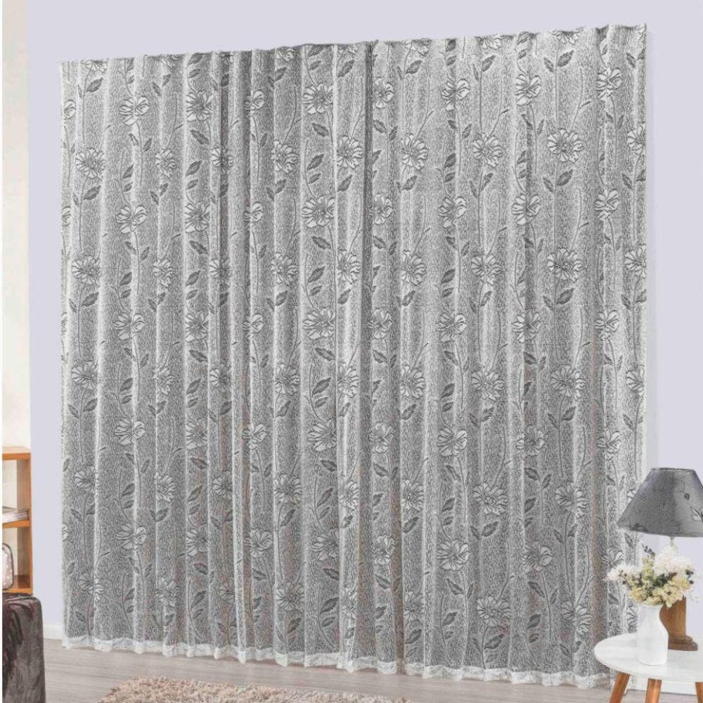 Cortina charme renda com voal 2 metro trilho suisso - tabaco