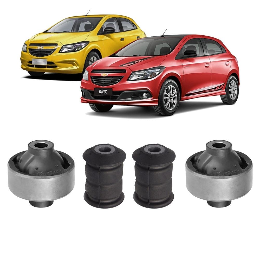 Kit 4 bucha bandeja grande pequena chevrolet onix 2013-2019