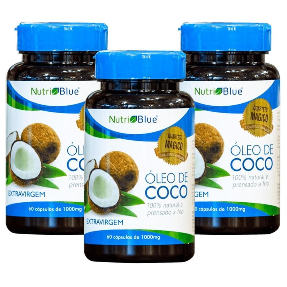 Kit 3 óleo de coco, antinflamatório, nutri blue 60cps 1000mg