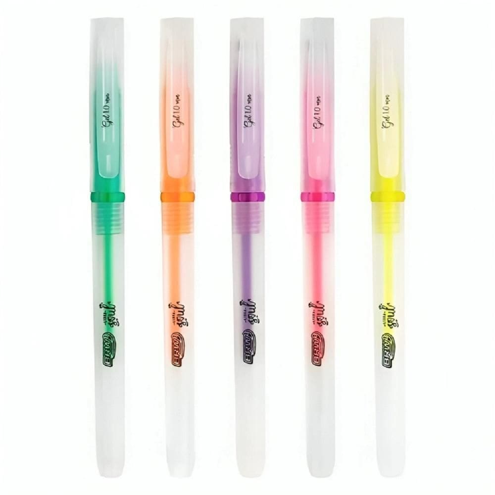 Kit 5 canetas gel neon 1.0mm - tinta fluorescente