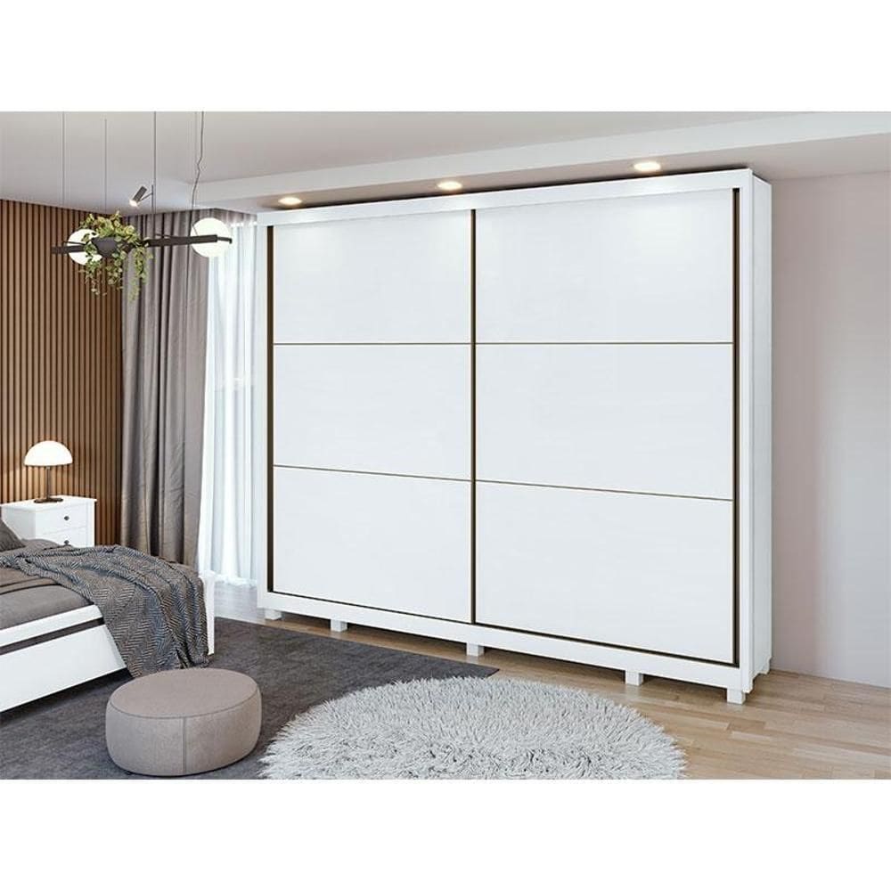 Guarda Roupa Casal Ambiente Toronto Plus Branco Brilho com Pés - Lopas