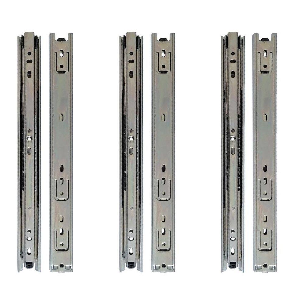 Kit 6 corrediça telescópica 30cm para gaveta trilho 3 pares