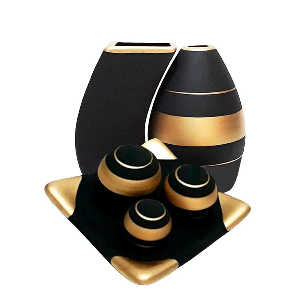 Jogo de vasos par turim e prato 3esferas em cerâmica black