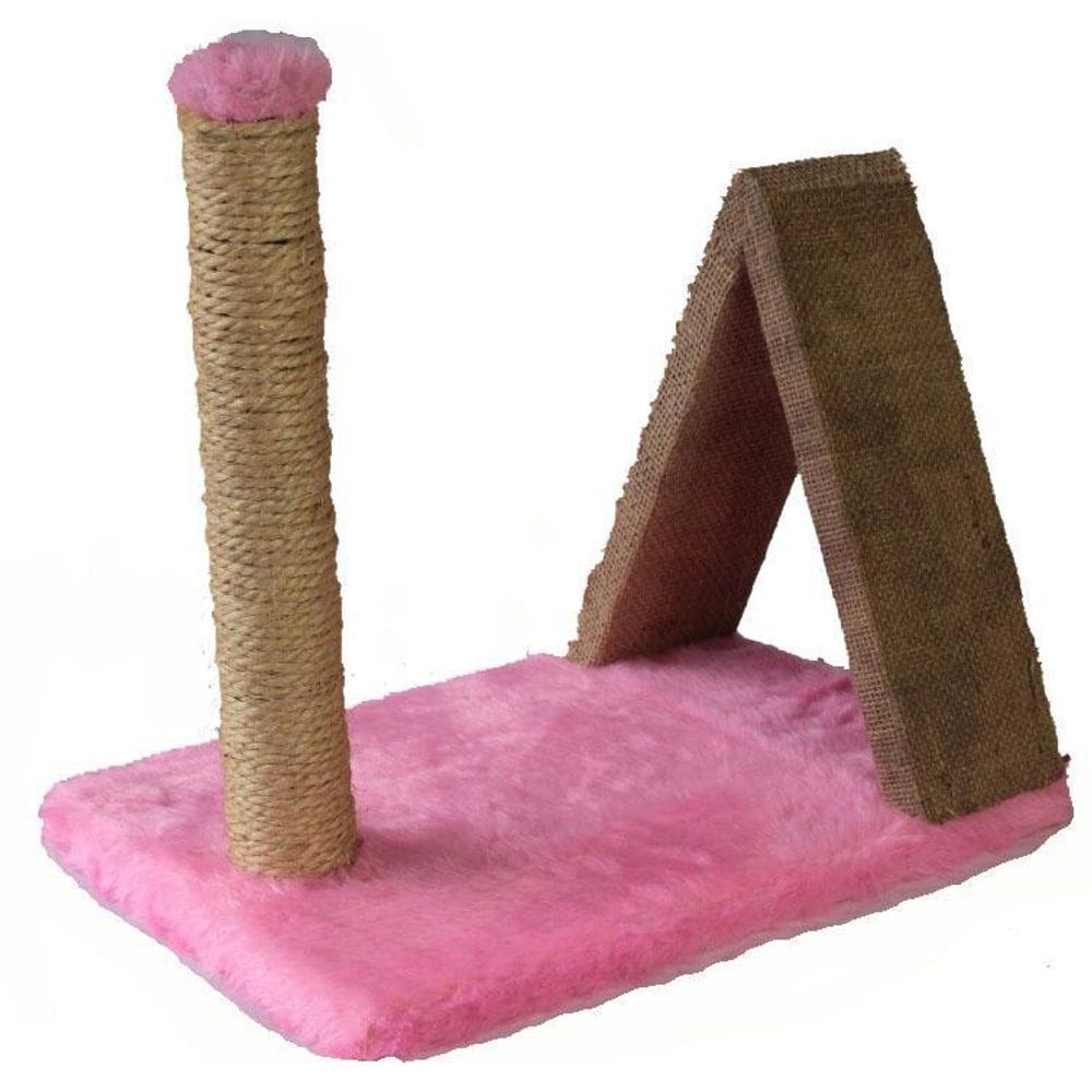 Arranhador mini poste com triângulo - rosa bebê