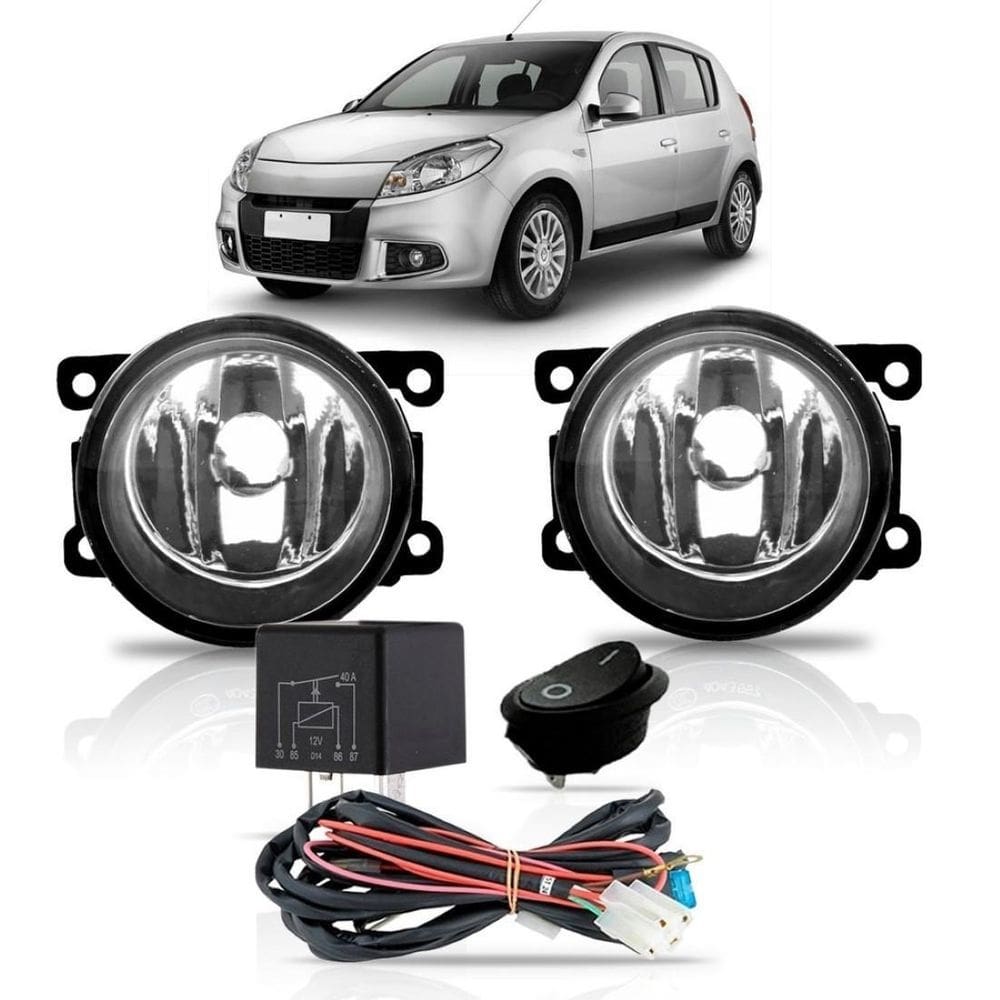 Kit farol milha neblina auxiliar sandero 2011 2012 2013