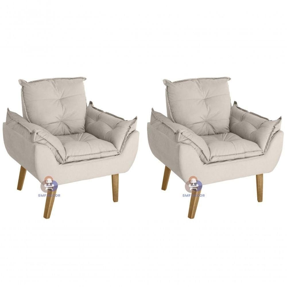 Kit 02 Poltrona Opala Suede Bege