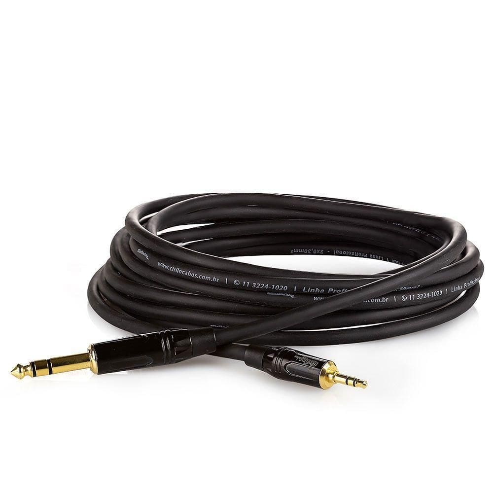 Cabo P2 Estereo Para P10 Estereo Profissional - 4 Metros