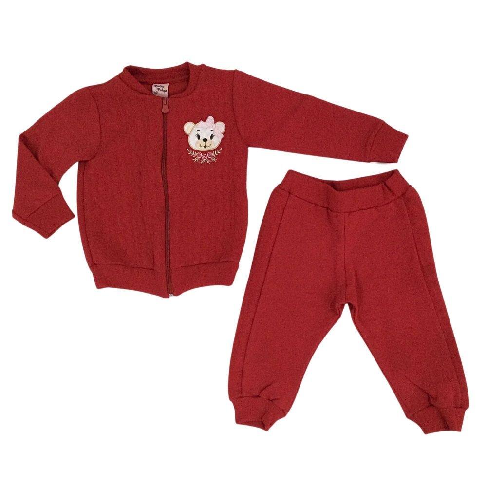 Conjunto moleton fem Quebra Cabeça vermelho