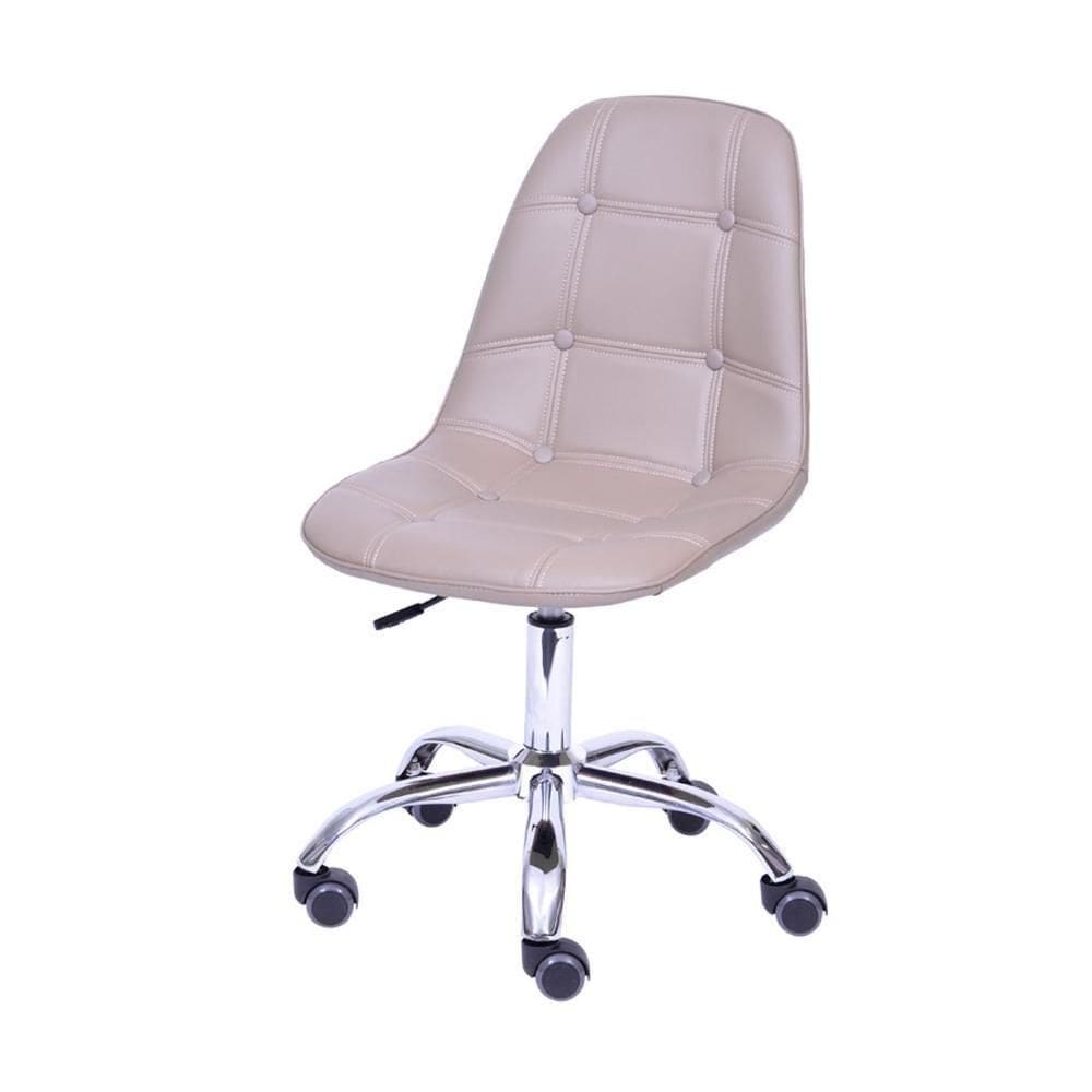 Cadeira Giratória Eames Botonê Assento Pu Fendi Base Rodizio Cromada