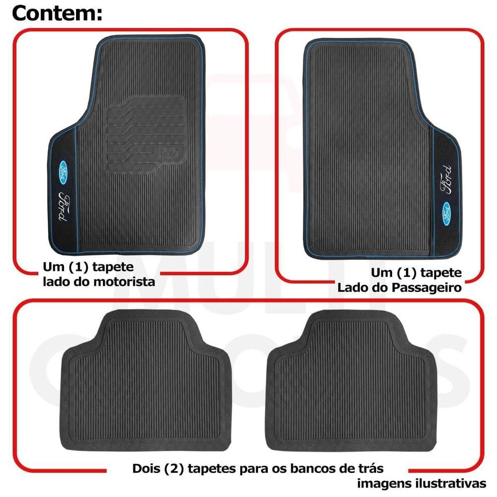 Tapete borracha ford ecosport edge fusion mondeo bordado