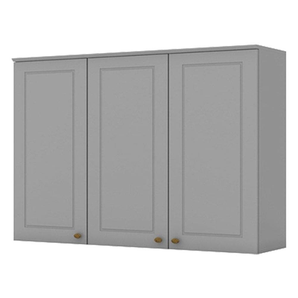 Armário Aéreo 3 Portas 120 cm Americana Cinza – Henn