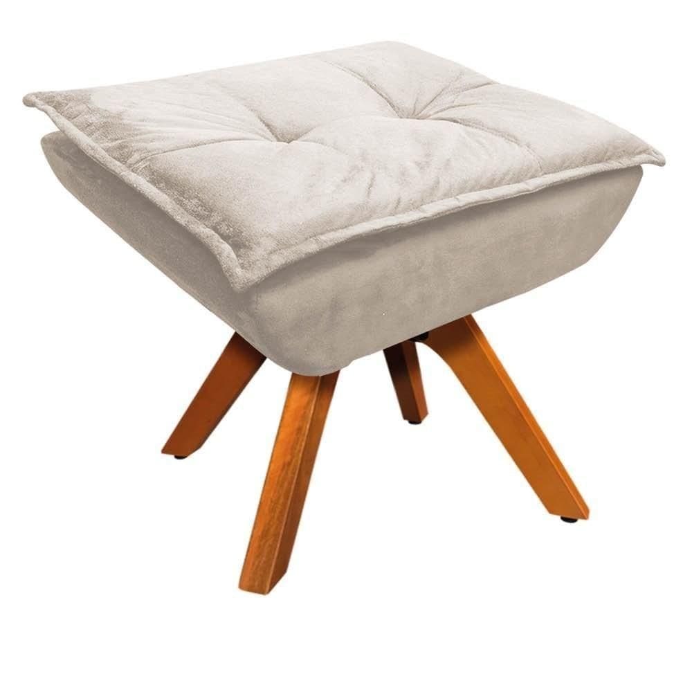 Puff Base Giratória Suede Bege