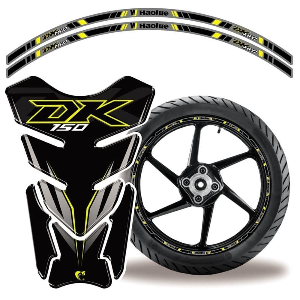 Kit Protetor Adesivo Tanque E Aro Moto Haojue Dk 150 Preto Cor Preto