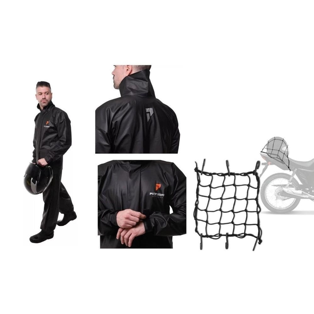 Capa de chuva pioneira pvc combate gola moto chuva tamanho m