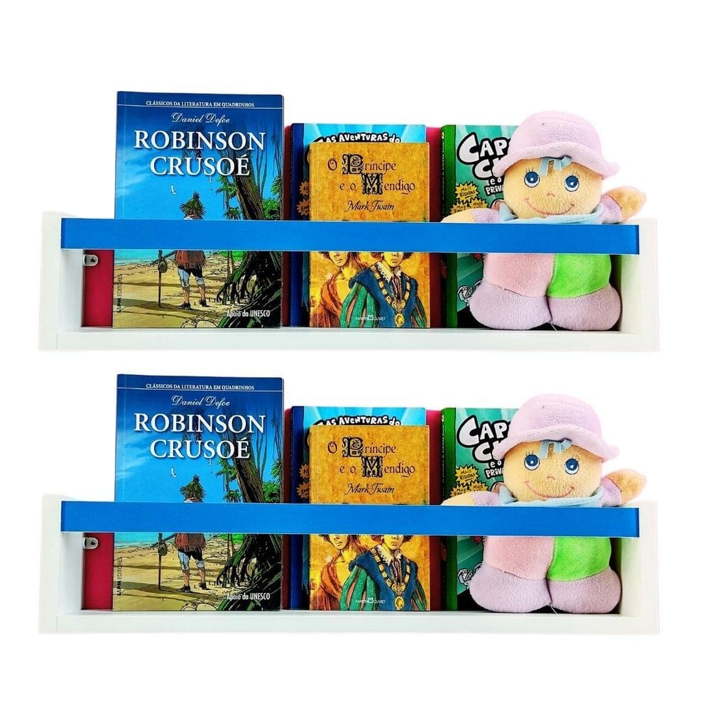 Kit 2 prateleiras livros criança nicho parede livreiro