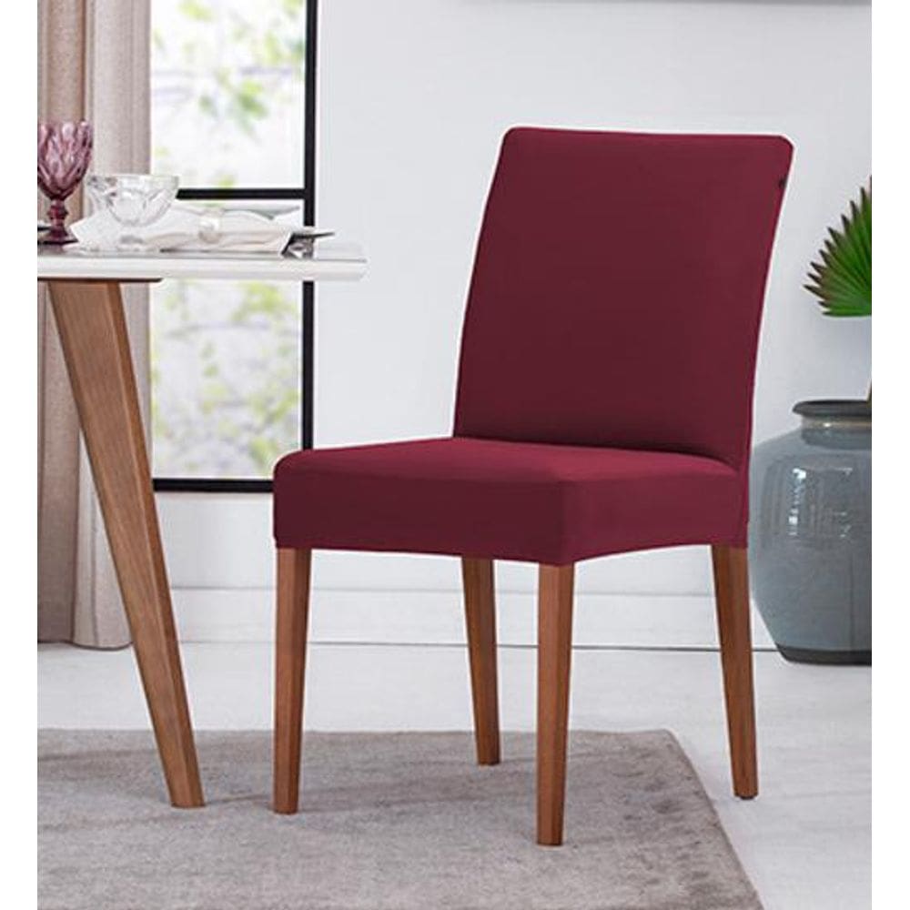 Jogo com 2 capas de cadeira em malha helanca adomes vinho