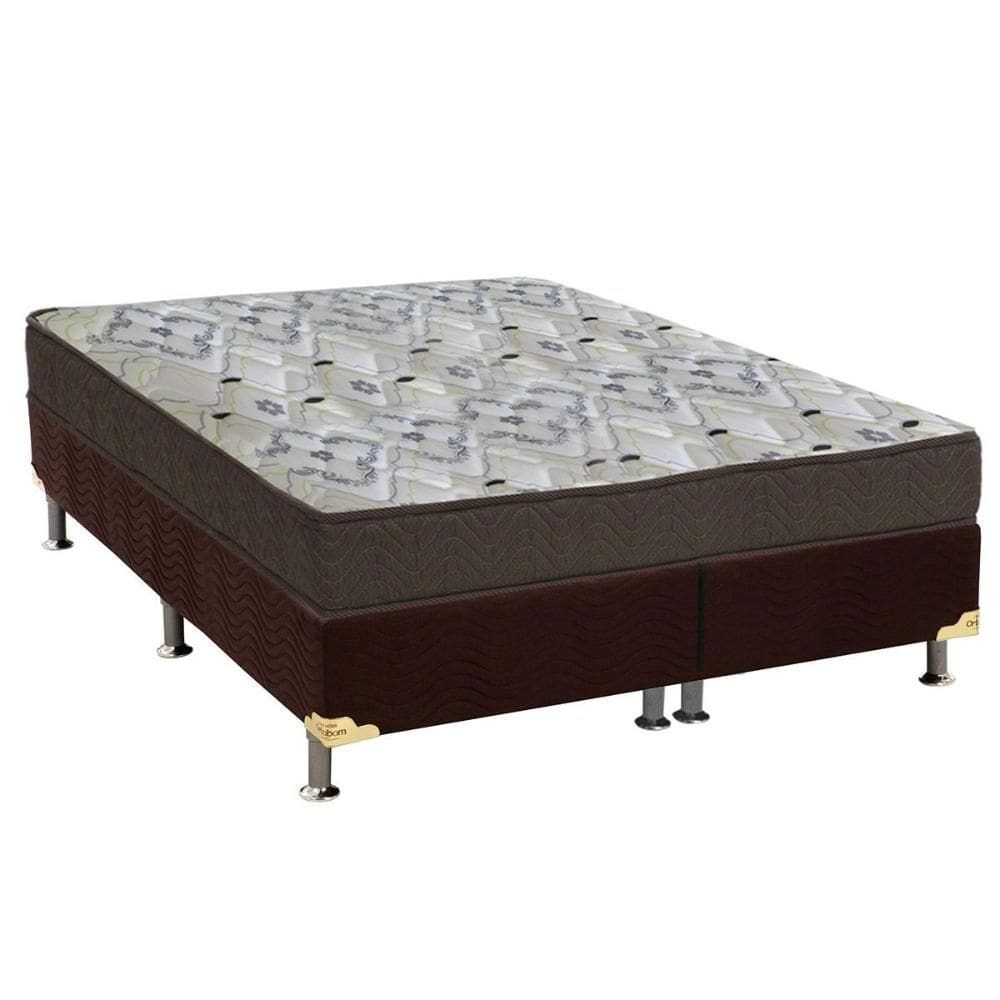 Cama Box Viúva: Colchão Espuma Ortobom D45/EP Anatômico Fort Tech ISO 150 + Base CRC Suede Brown(128x188)