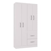 Guarda Roupa Solteiro Milão 4 Portas Branco Brilho – Poquema