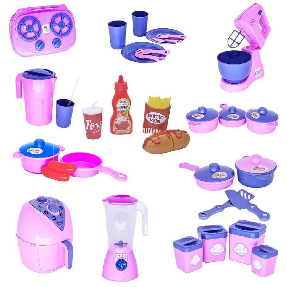 Kit infantil menina panela comidinhas eletro louça 33pç