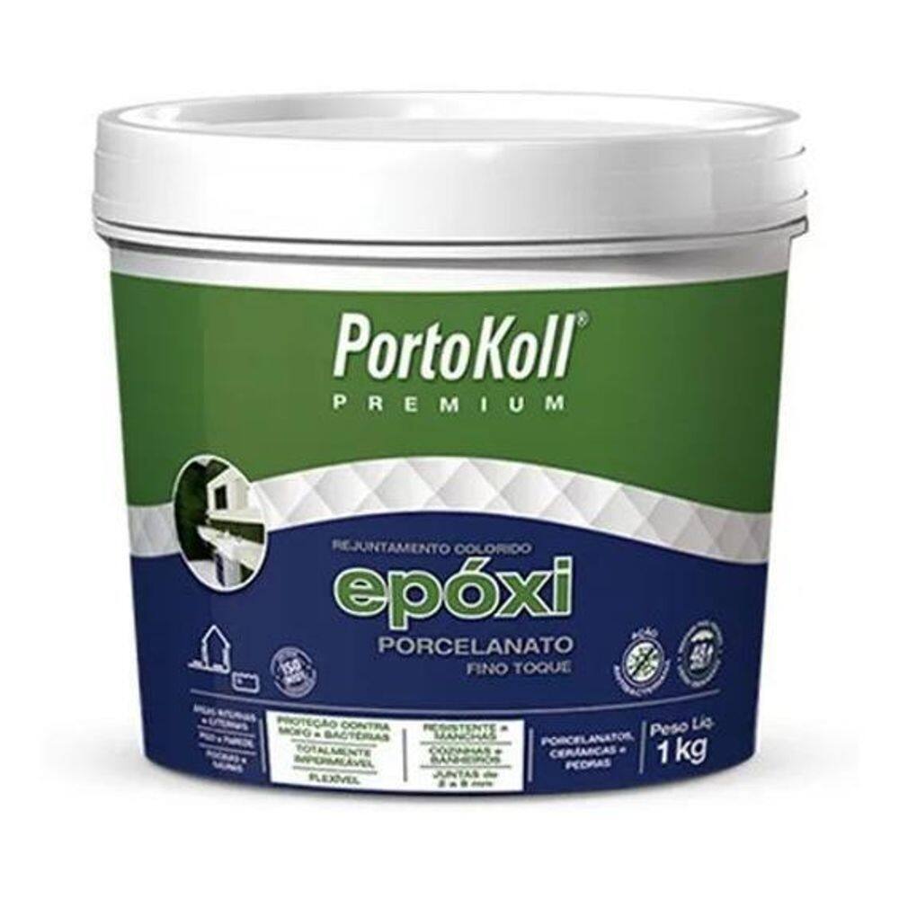 Rejunte epóxi porcelanato - portokoll - 1kg branco brilhante