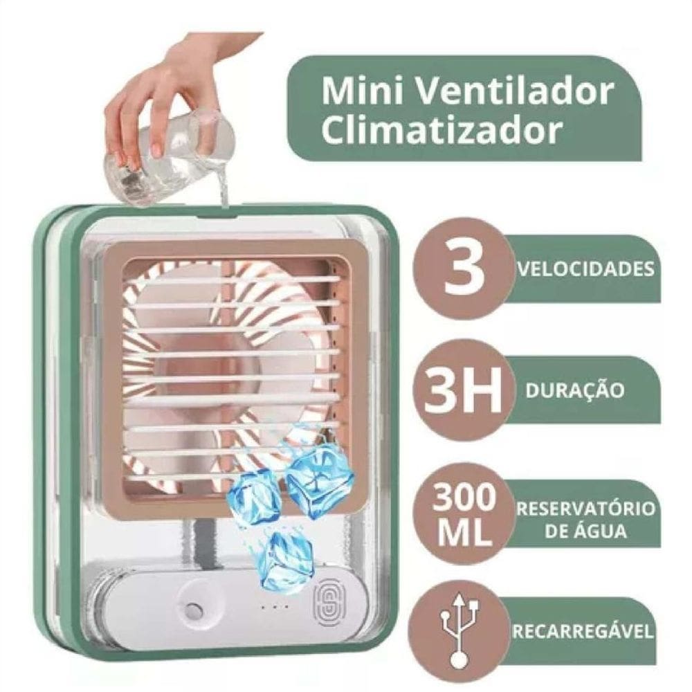Mini ventilador umidificador recarregável valecom