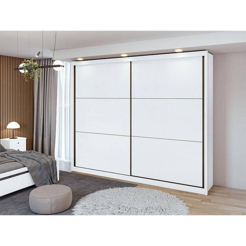 Guarda Roupa Casal Ambiente Toronto Plus Branco Brilho - Lopas
