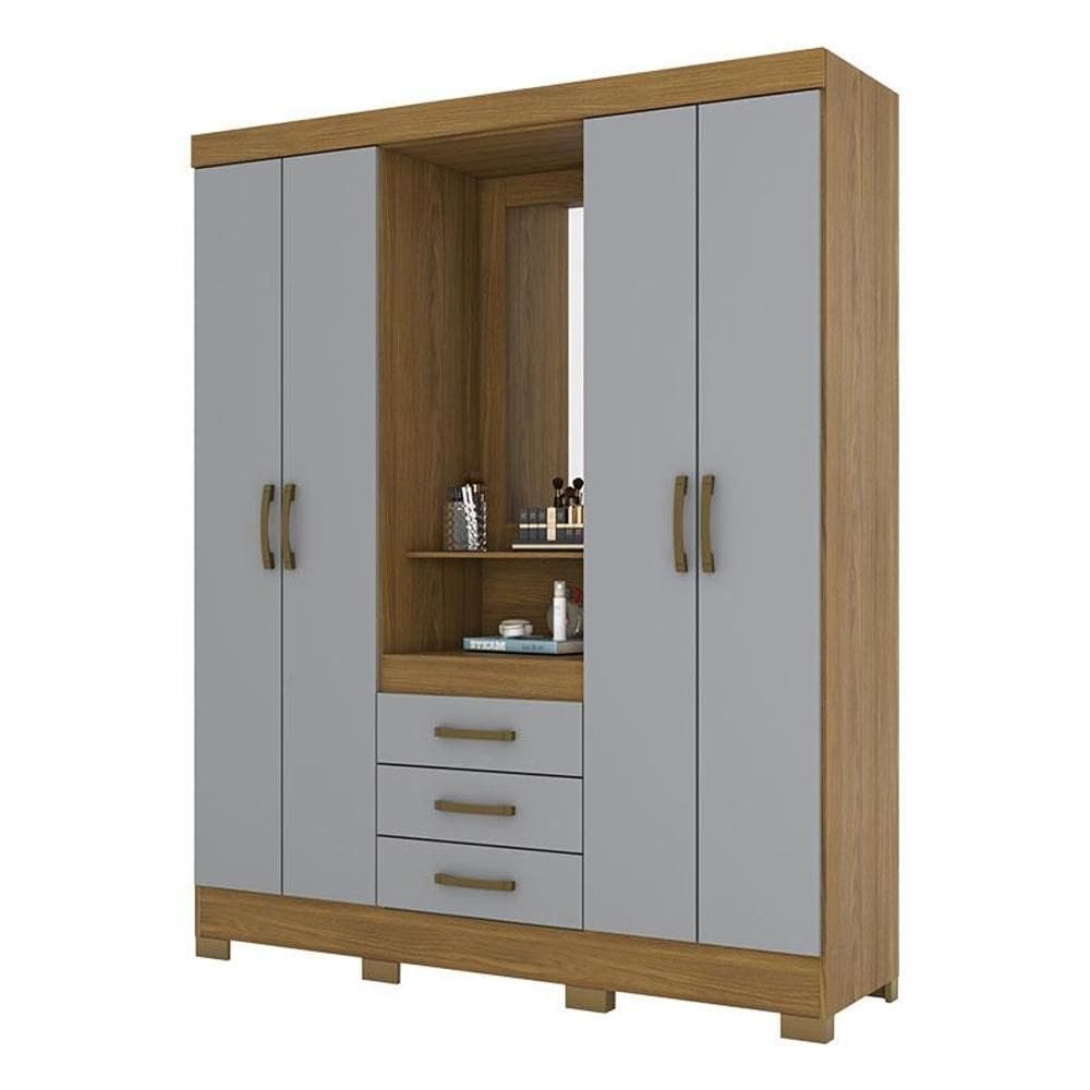Guarda Roupa Solteiro Nápole Nature Cinza – Briz Móveis