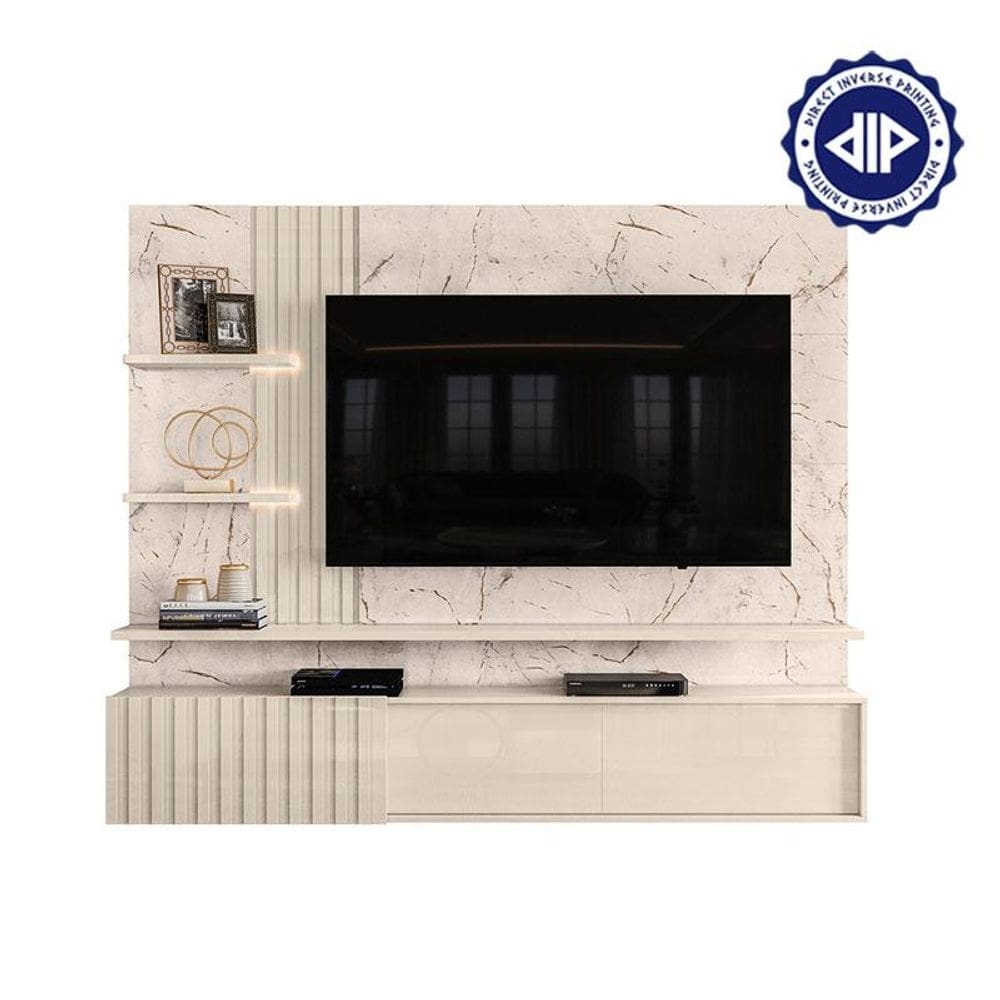 Estante Home Theater Suspenso Atena Calacata Off White – Madetec