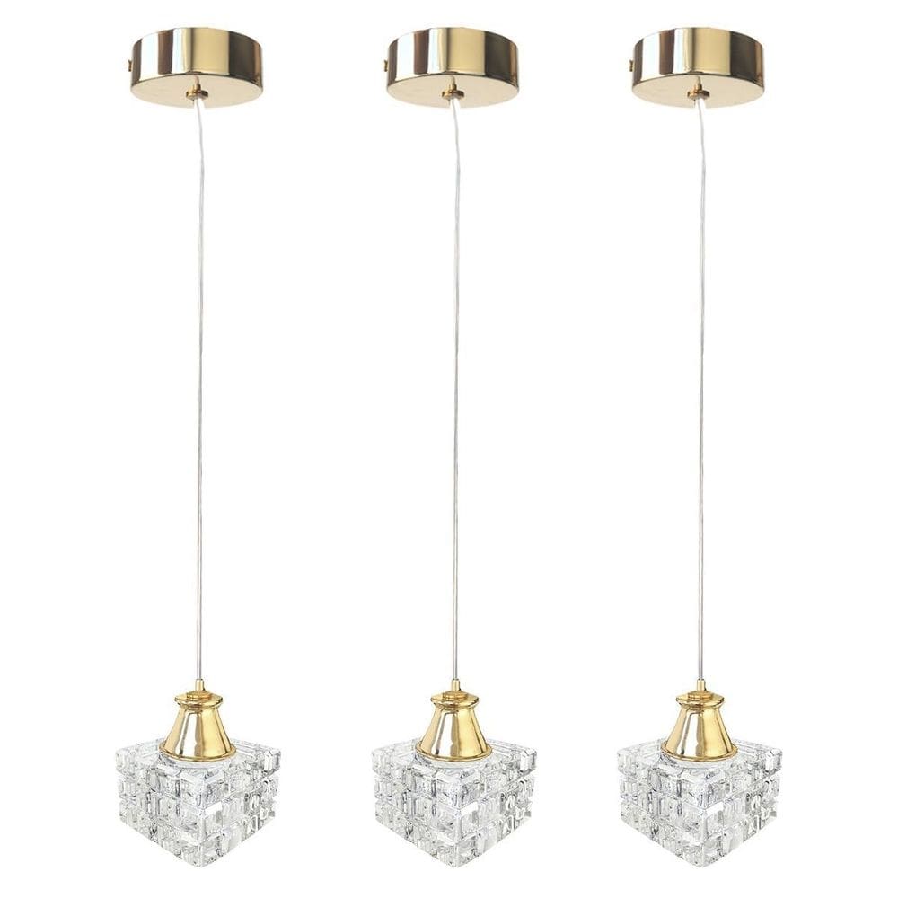 Kit 3 Pendente De Cristal Para Quarto Metal Dourado G9 Bet42