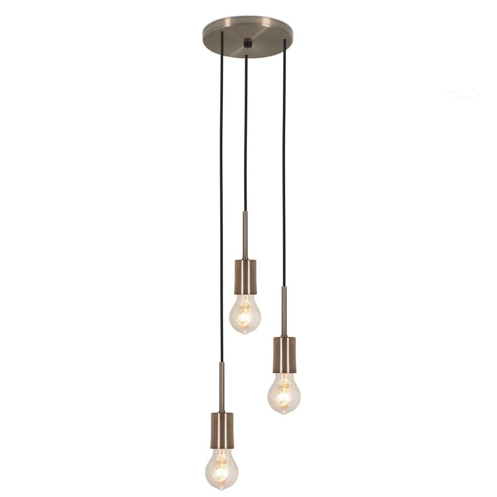 Pendente Teto Luminária Triplo Cabeceira Quarto Bronze E27