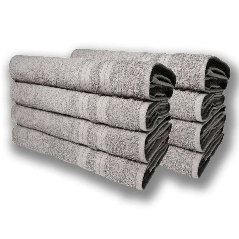 Kit 8 Toalhas De Banho Lisboa 100% Algodão 430g/m 80x150cm Cinza