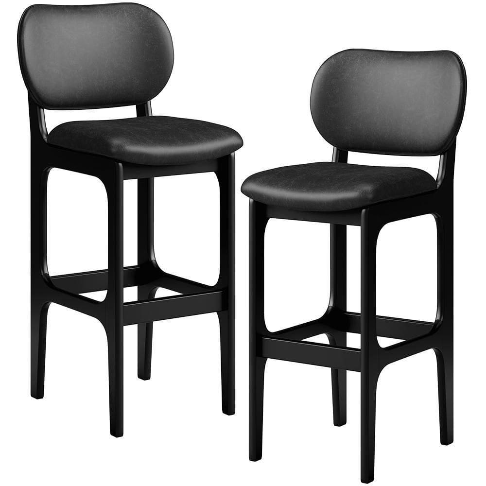 Kit 02 Banquetas Alta Para Cozinha Madeira Fixa Betta L02 Preto Couríssimo Preto