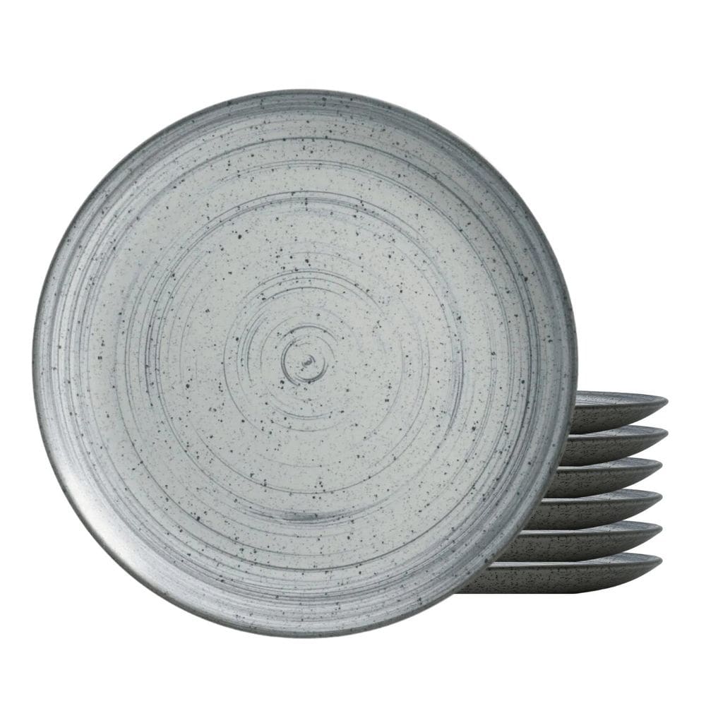Jogo De Pratos Fundo Cerâmica Kit 6Pc 25Cm Kya Gray Alleanza