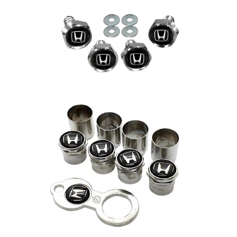 Kit bico de válvula cromado roda + parafusos de placa honda
