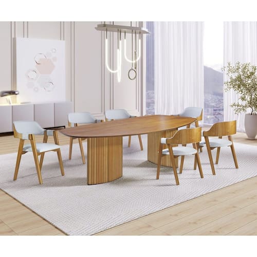 imagem-Sala de Jantar Tampo Orgânico com 6 Cadeiras 2,0x1,0m - Florença - Art Salas - Marrom