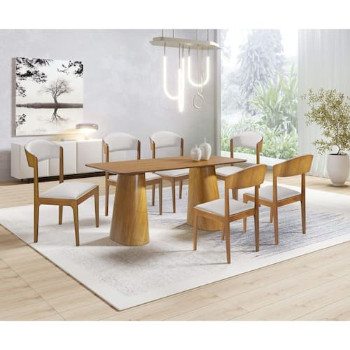 imagem-Sala de Jantar Moderna com 6 Cadeiras 1,80x0,90m - Brindisi - Art Salas - Marrom