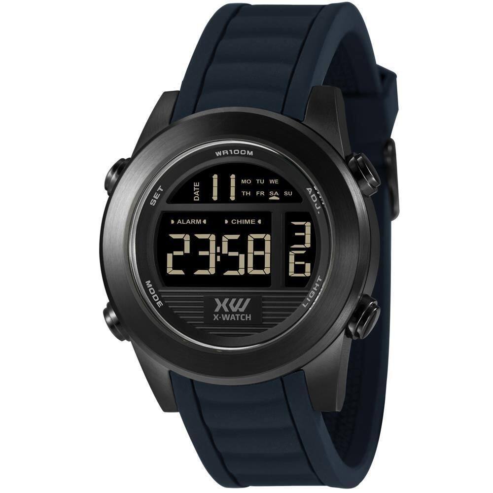 Relógio x-watch masculino digital aço black 100m 48mm