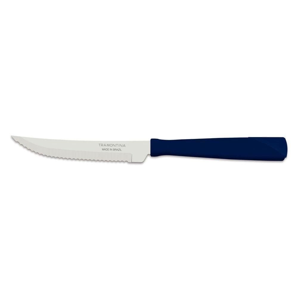 Faca Para Churrasco 4&quot; Tramontina New Kolor Em Aço Inox E Cabo Azul Tramontina