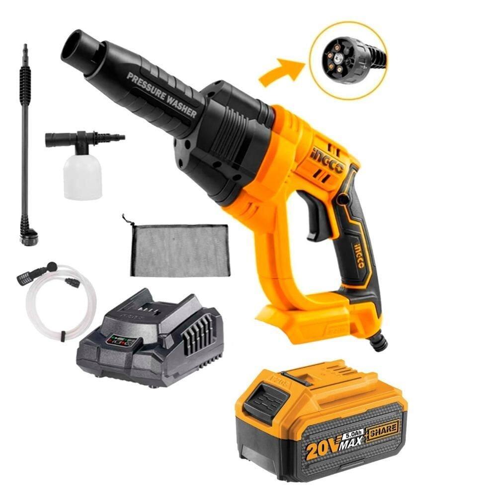 Lavadora jato alta pressão a bateria 20v 5.0a com acessórios