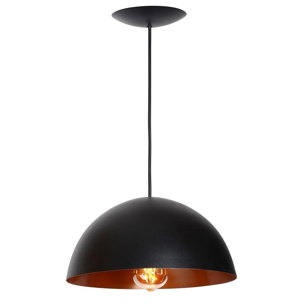 Pendente onix poptem meia 30cm preto e cobre