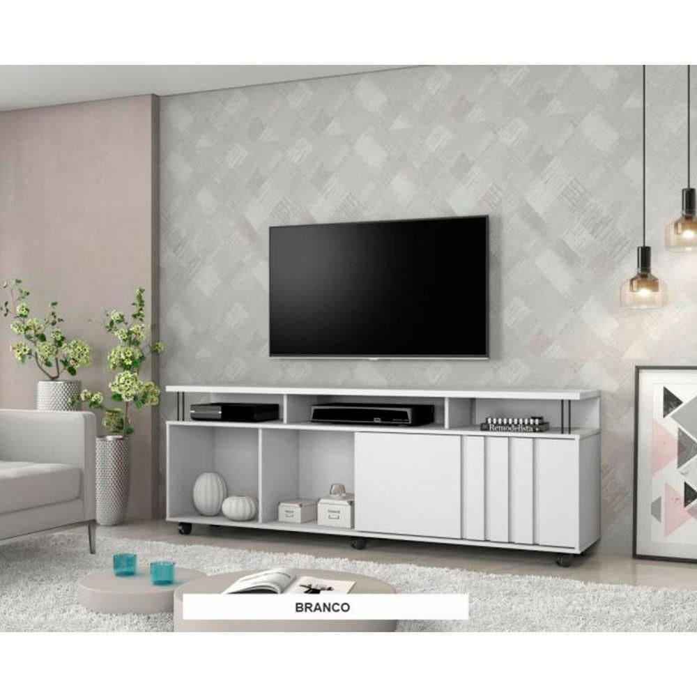 Rack Atraente Para Tvs Até 75 Polegadas Candian Jcm Movelaria Branco