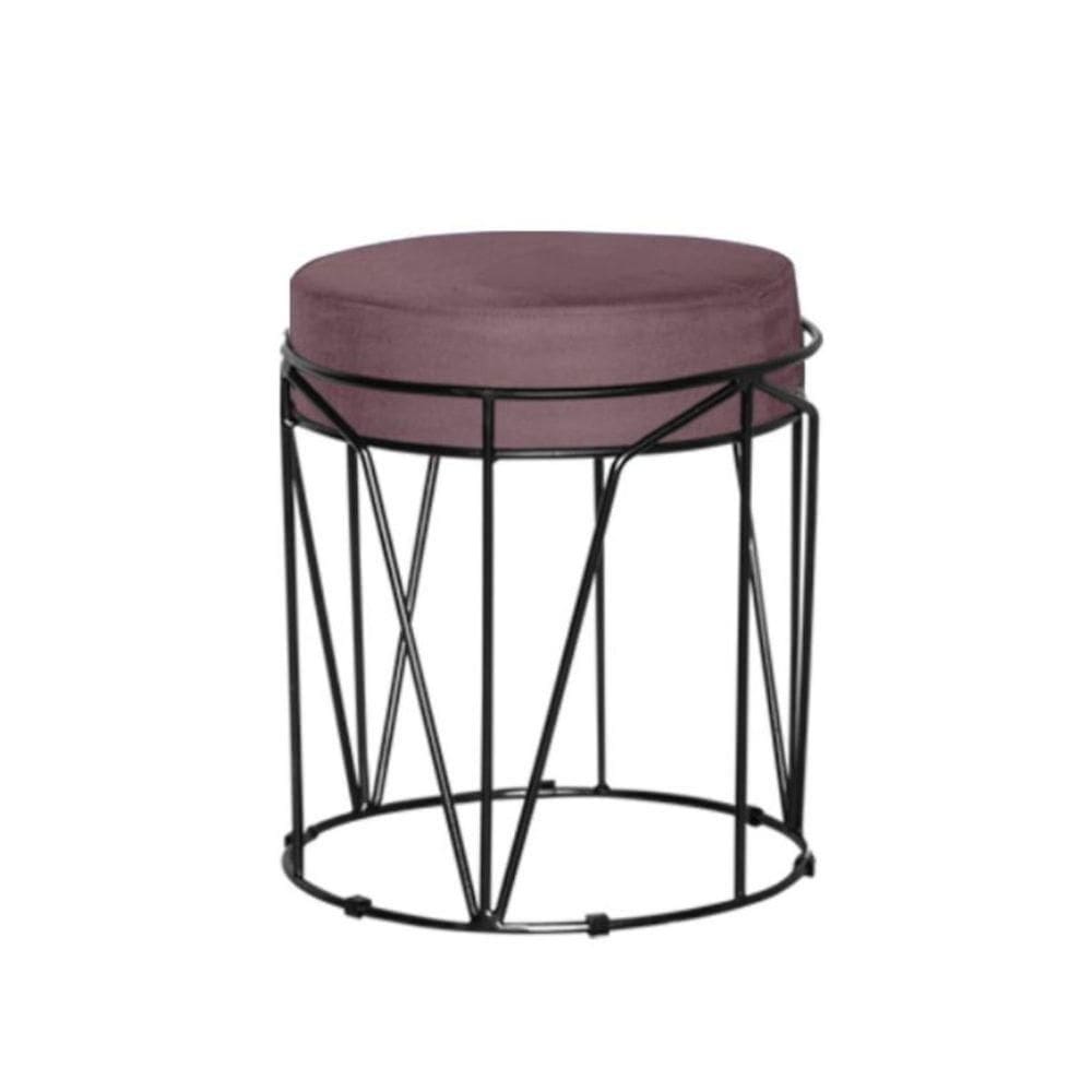 Puff Aramado Babu Com Armação Preto Em Suede