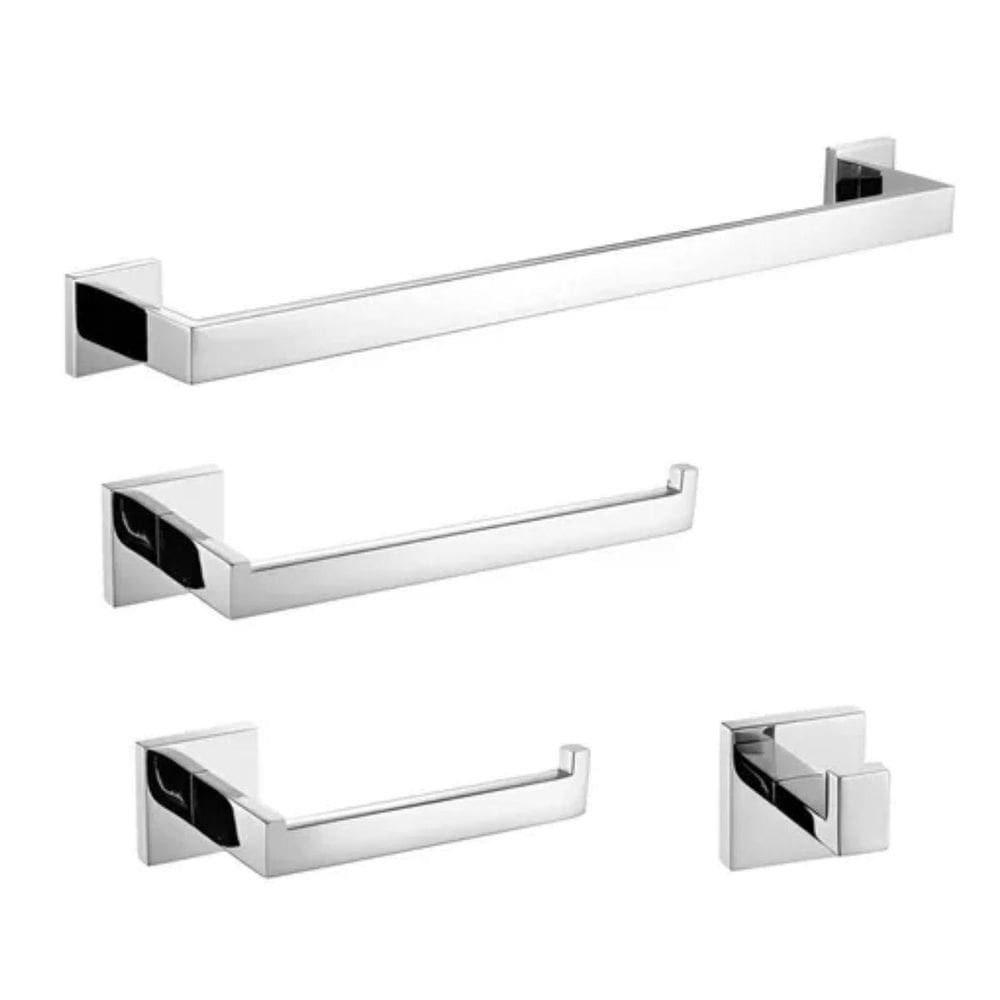 Kit Acessorios De Banheiro 4 Peças Inox 304 Polido Metal