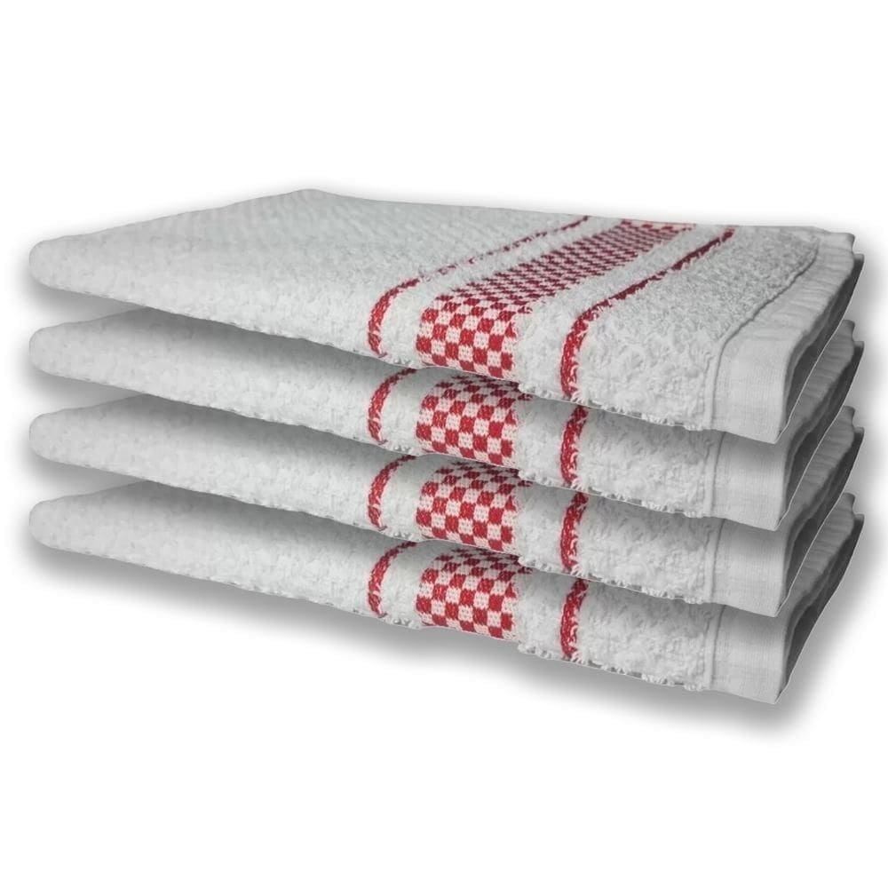 4 Panos De Prato Atoalhado Felpudo Vermelho