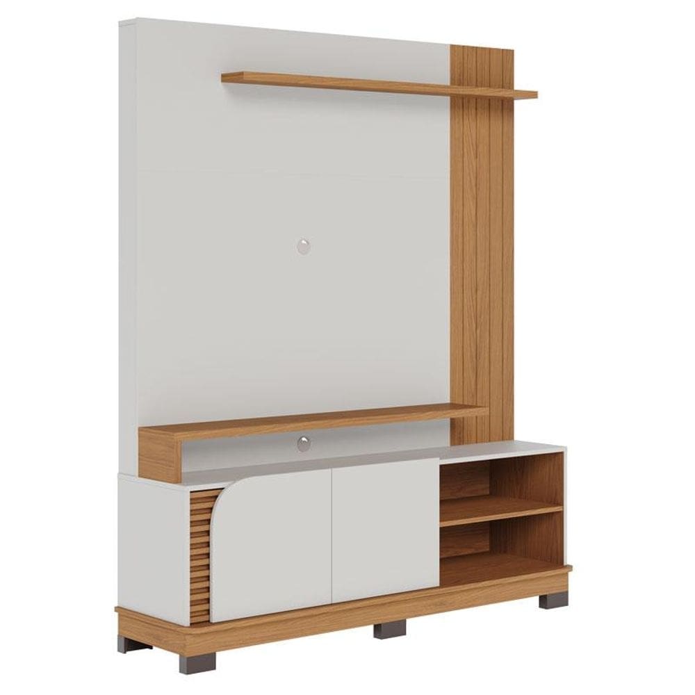 Estante Home Theater Jurerê 1.5 Off White Matte Freijó – Colibri