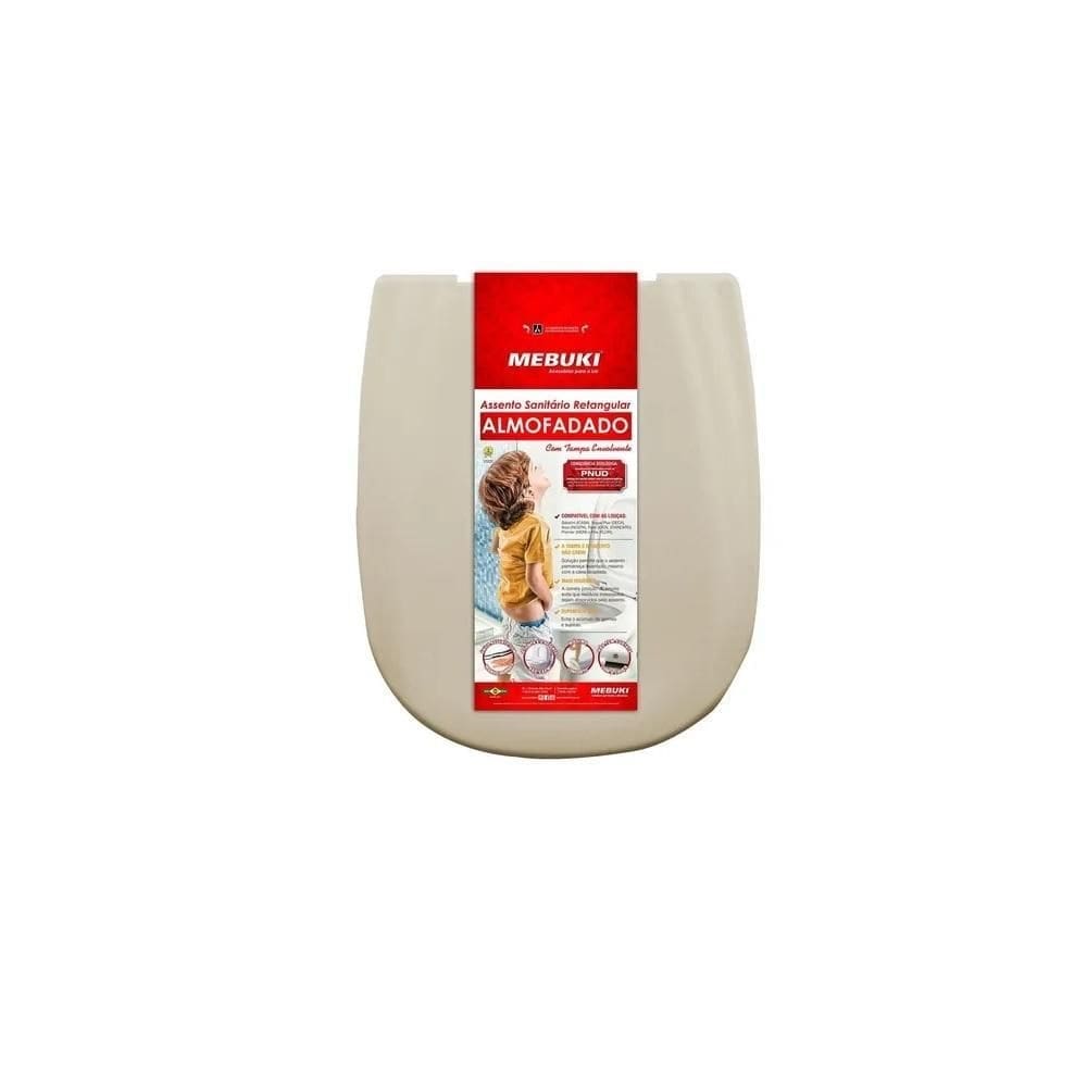 Assento sanitario retangular almofadado areia
