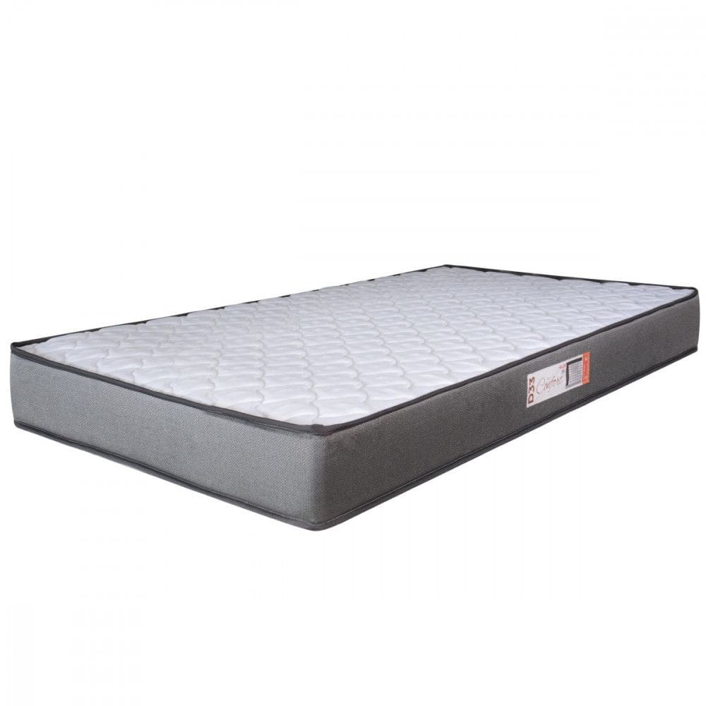 Colchão Solteiro Espuma D33 Pro Confort 88x188x14cm Cinza com Branco Hellen